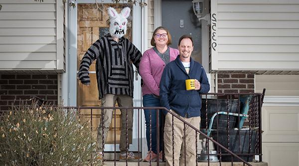 Coan fam with easter bunny mask