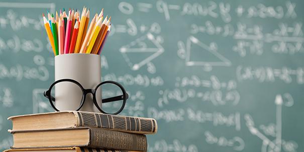 stock image of chalk board and glasses