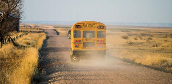 school bus on rural road