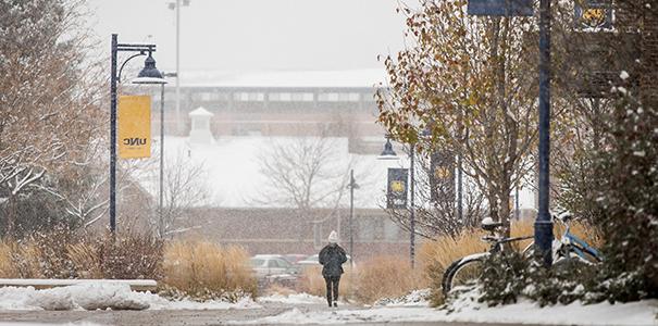 Snowing on campus